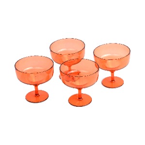 RUE čaše za margaritu – Set od 4 (narandžaste)